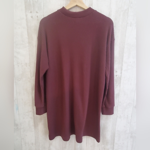 ๐5/$25 AEO Burgundy Long Sleeve Thermal Mini Shirt Dress Size Small - Picture 3 of 7